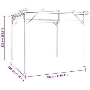 Pergolė su įtraukiamu stogu, taupe spalvos, 3x3m, plienas