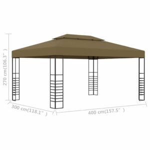 Pavėsinė, taupe spalvos, 3x4m, 180g/m²