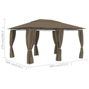 Sodo palapinė su užuolaidomis, taupe spalvos, 4x3m, 180g/m²