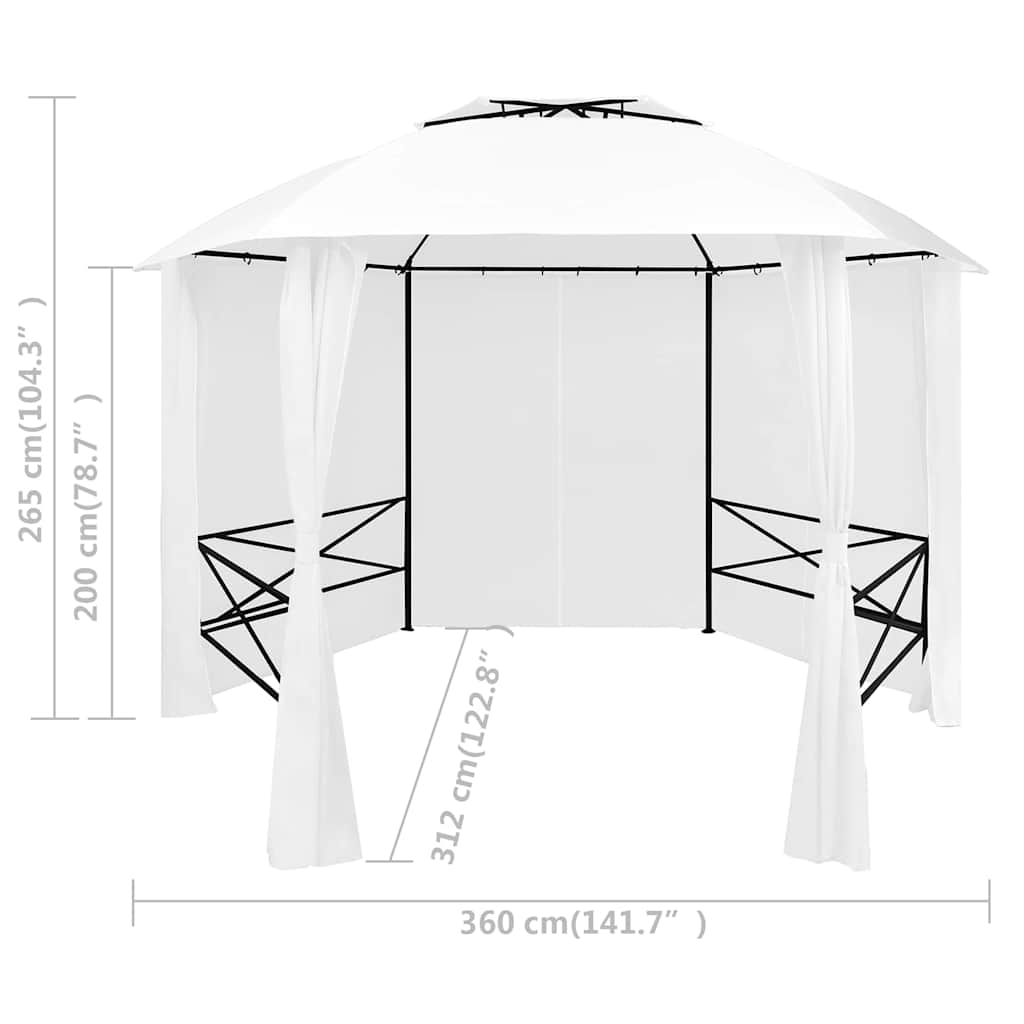 Sodo palapinė su užuolaidomis, balta, 360x312x265cm, 180g/m² Sodo palapinė su užuolaidomis, balta, 360x312x265cm, 180g/m²