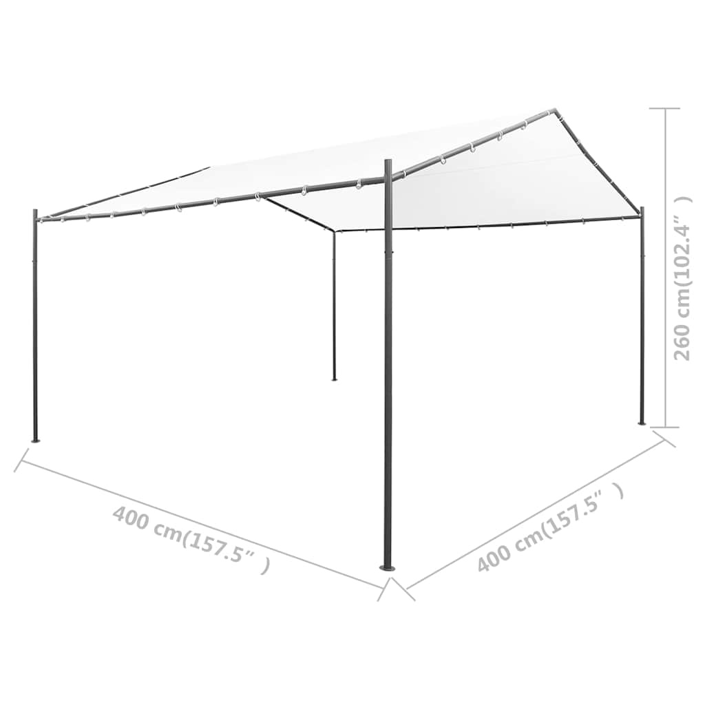 Sodo pavėsinė, baltos spalvos, 400x400x260cm, 180g/m² Sodo pavėsinė, baltos spalvos, 400x400x260cm, 180g/m²