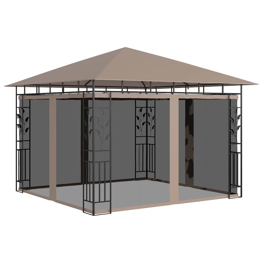 Pavėsinė su tinkleliu nuo uodų, taupe spalvos, 3x3x2,73m Pavėsinė su tinkleliu nuo uodų, taupe spalvos, 3x3x2,73m - Image 2