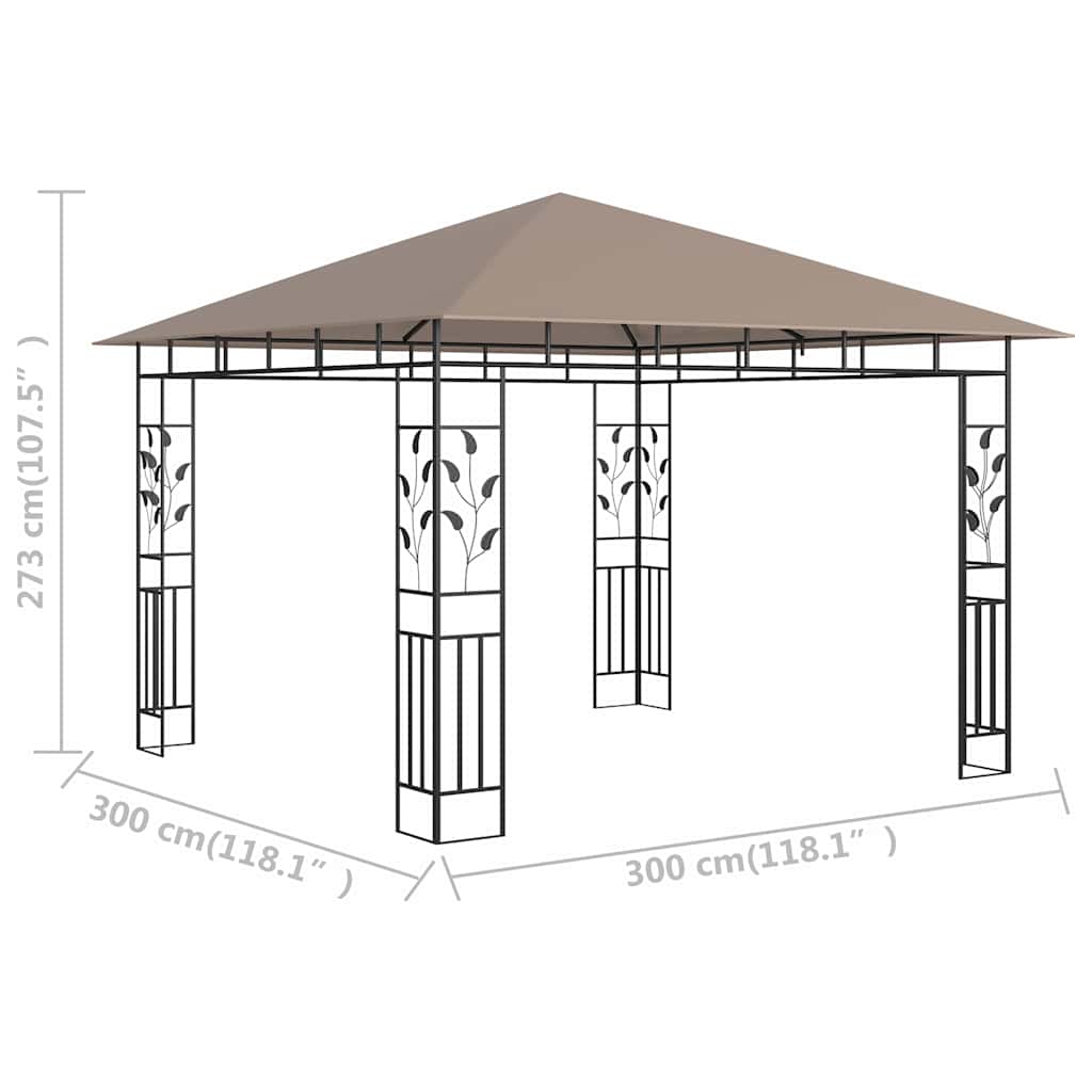 Pavėsinė su tinkleliu nuo uodų, taupe spalvos, 3x3x2,73m Pavėsinė su tinkleliu nuo uodų, taupe spalvos, 3x3x2,73m