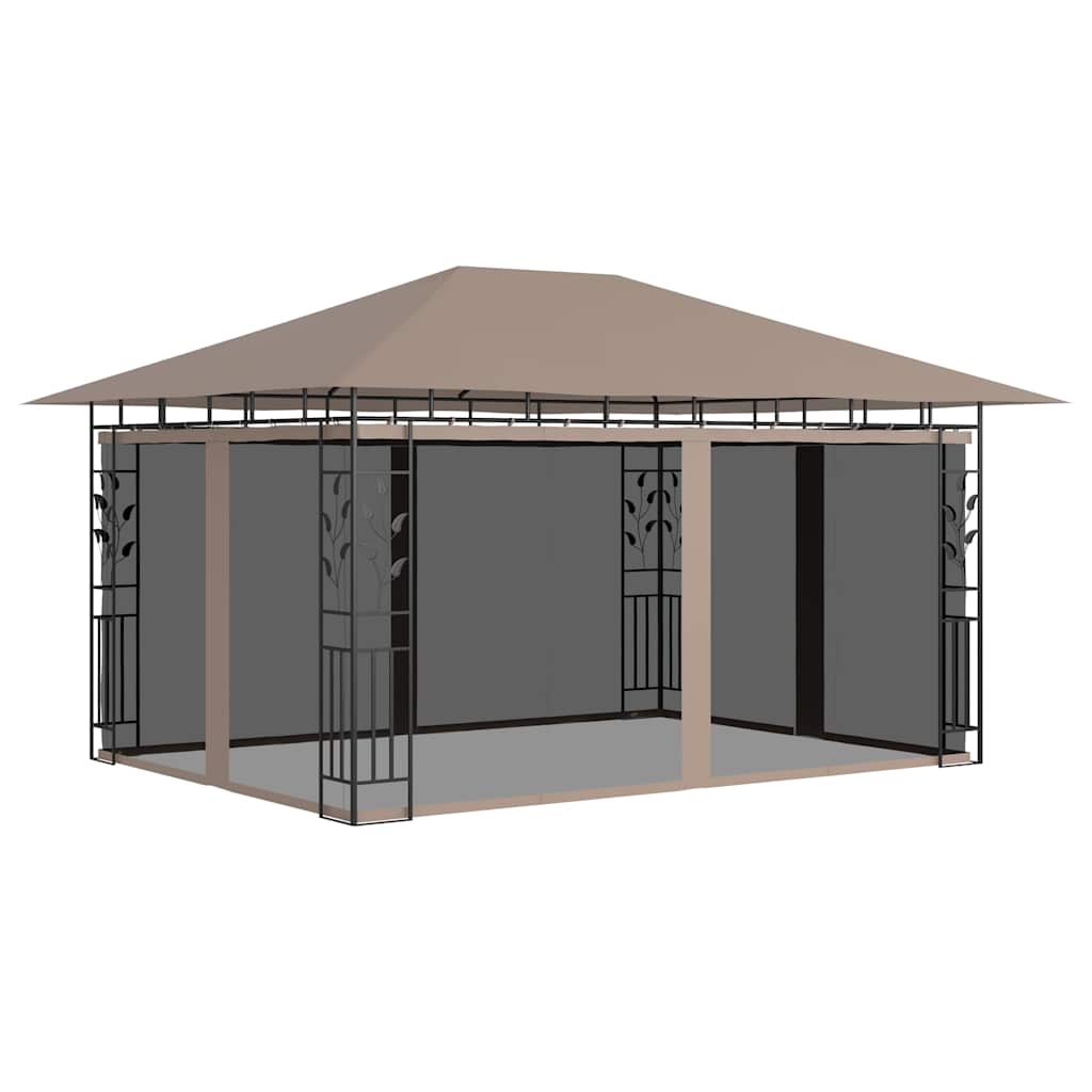 Pavėsinė su tinkleliu nuo uodų, taupe spalvos, 4x3x2,73m Pavėsinė su tinkleliu nuo uodų, taupe spalvos, 4x3x2,73m - Image 2