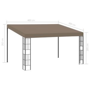 Prie sienos montuojama pavėsinė, taupe spalvos, 4x3m, audinys