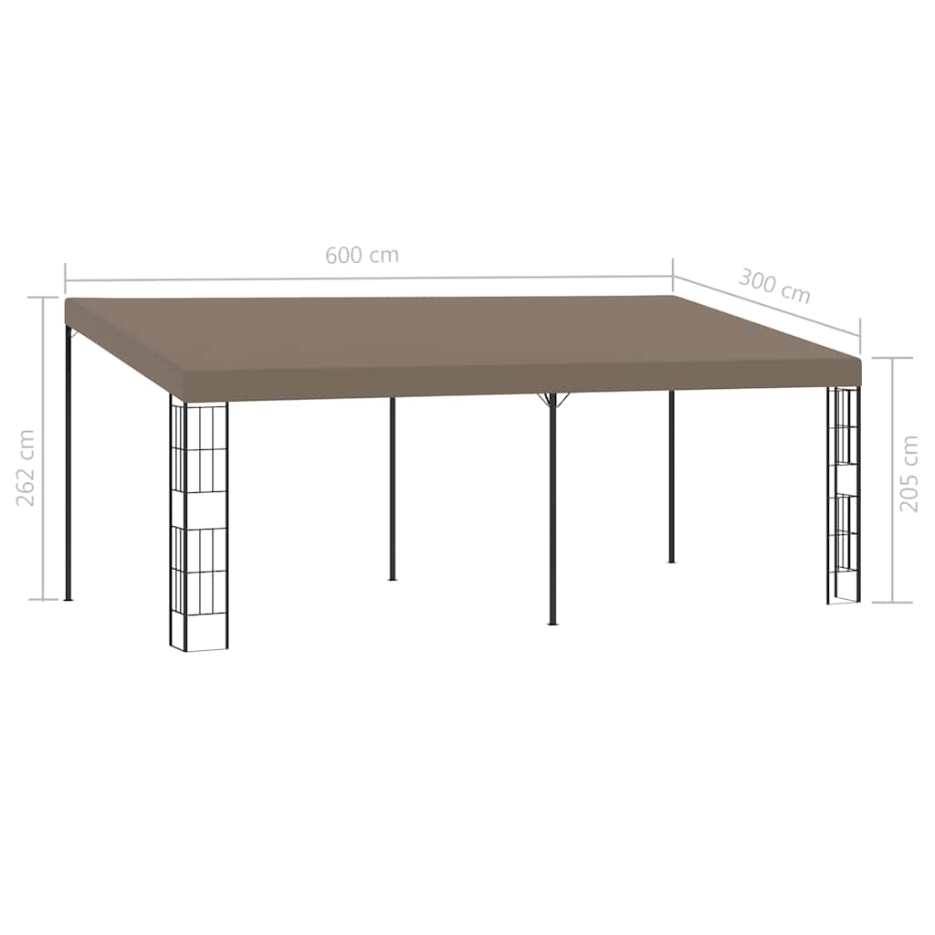 Prie sienos montuojama pavėsinė, taupe spalvos, 6x3m, audinys Prie sienos montuojama pavėsinė, taupe spalvos, 6x3m, audinys