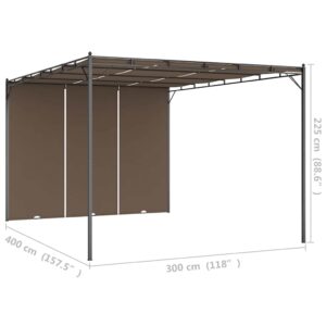 Sodo pavėsinė su šonine užuolaida, taupe spalvos, 4x3x2,25m