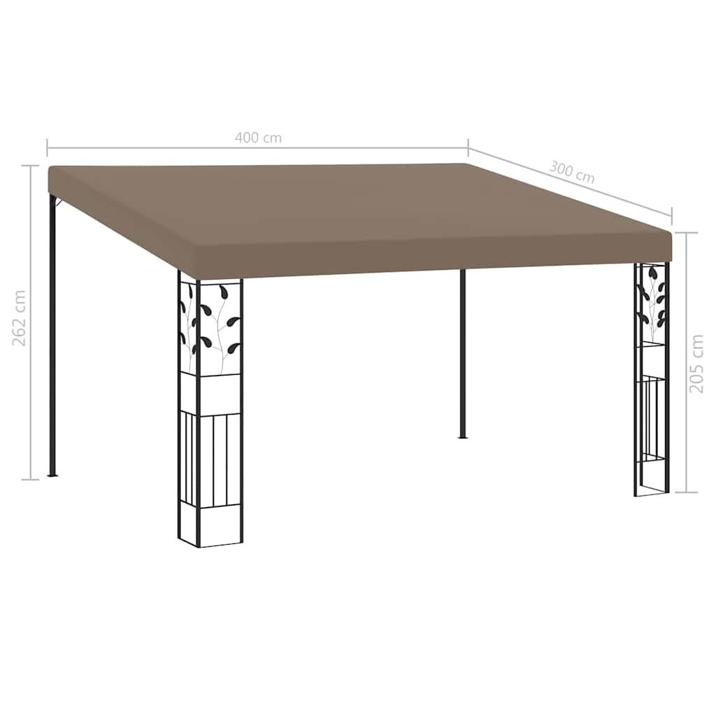 Prie sienos montuojama pavėsinė, taupe spalvos, 4x3x2,5m Prie sienos montuojama pavėsinė, taupe spalvos, 4x3x2,5m
