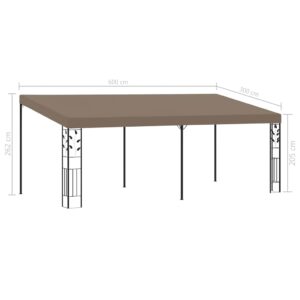 Prie sienos montuojama pavėsinė, taupe spalvos, 6x3x2,5m