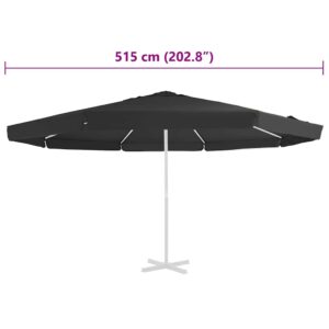 Pakaitinis audinys lauko skėčiui nuo saulės, juodas, 515cm