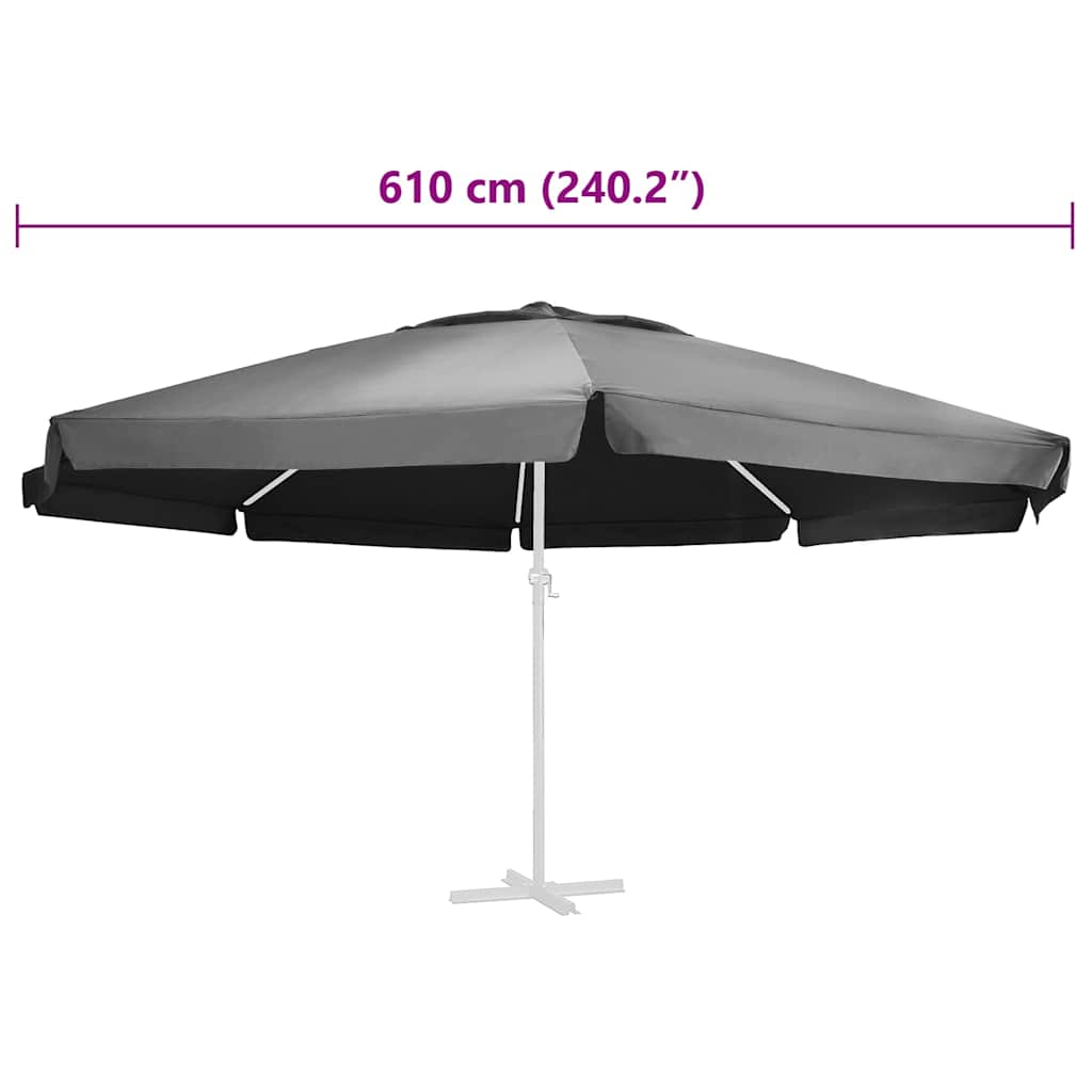 Pakaitinis audinys lauko skėčiui nuo saulės, antracito, 610cm Pakaitinis audinys lauko skėčiui nuo saulės, antracito, 610cm
