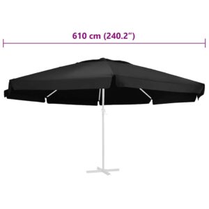 Pakaitinis audinys lauko skėčiui nuo saulės, juodas, 610cm