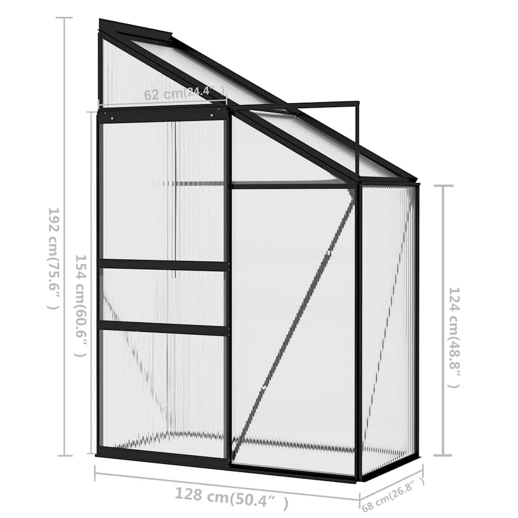Šiltnamis, antracito spalvos, aliuminis, 1,38m³ Šiltnamis, antracito spalvos, aliuminis, 1,38m³