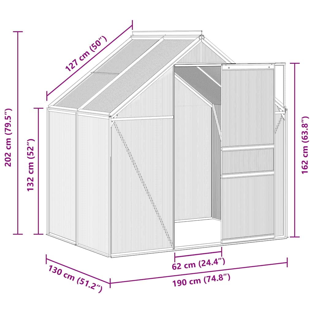 Šiltnamis, antracito spalvos, aliuminis, 2,47m² Šiltnamis, antracito spalvos, aliuminis, 2,47m²