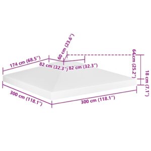 Pavėsinės uždangalas, 2 pakopų, baltas, 3x3m, 310 g/m²
