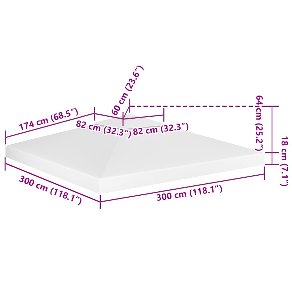 Pavėsinės uždangalas, 2 pakopų, baltas, 3x3m, 310 g/m² Pavėsinės uždangalas, 2 pakopų, baltas, 3x3m, 310 g/m²