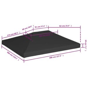 Viršutinis pavėsinės uždangalas, juodos spalvos, 4x3m, 270 g/m²