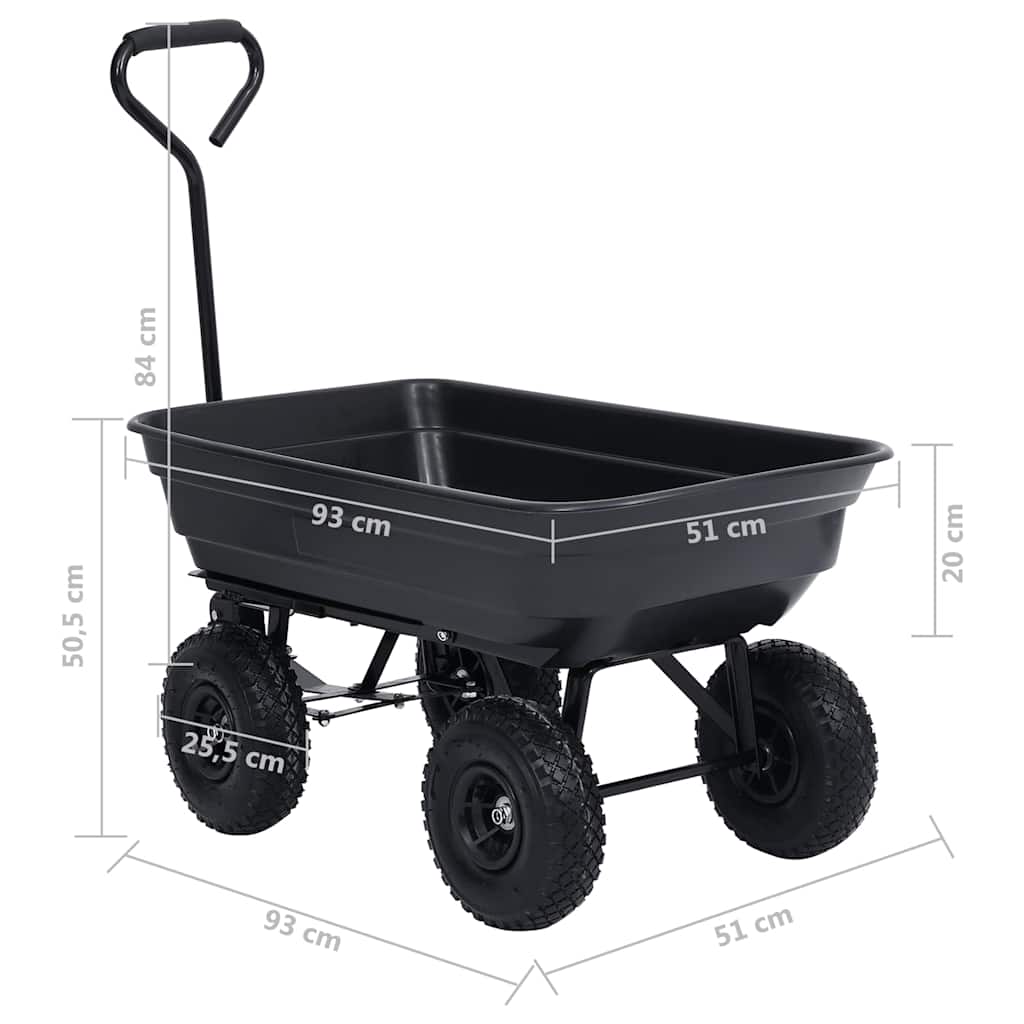 Paverčiamas rankinis sodo vežimėlis, juodos spalvos, 300kg, 75l Paverčiamas rankinis sodo vežimėlis, juodos spalvos, 300kg, 75l