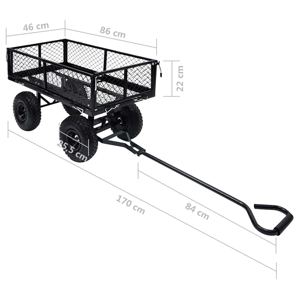Rankinis sodo vežimėlis, juodos spalvos, 250kg Rankinis sodo vežimėlis, juodos spalvos, 250kg