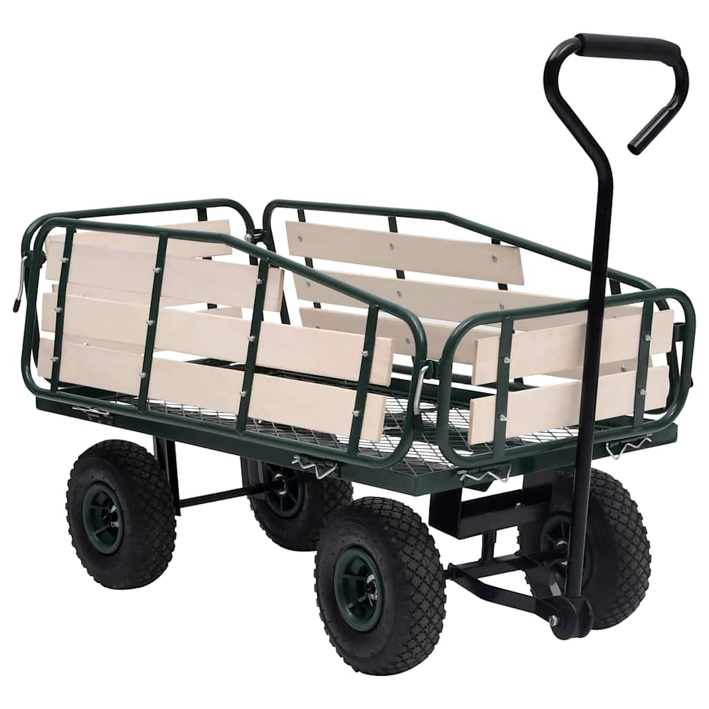 Rankinis sodo vežimėlis, metalas ir mediena, 250kg Rankinis sodo vežimėlis, metalas ir mediena, 250kg - Image 2