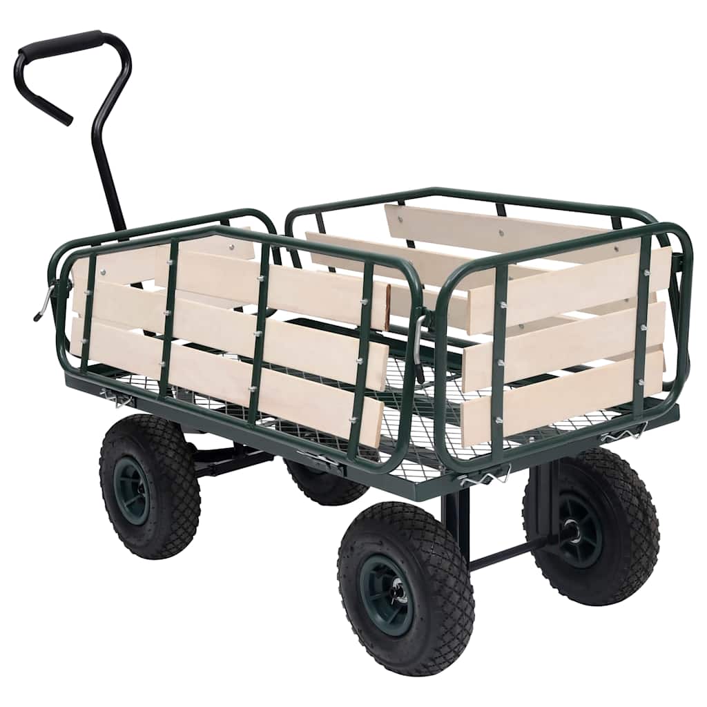 Rankinis sodo vežimėlis, metalas ir mediena, 250kg Rankinis sodo vežimėlis, metalas ir mediena, 250kg - Image 4