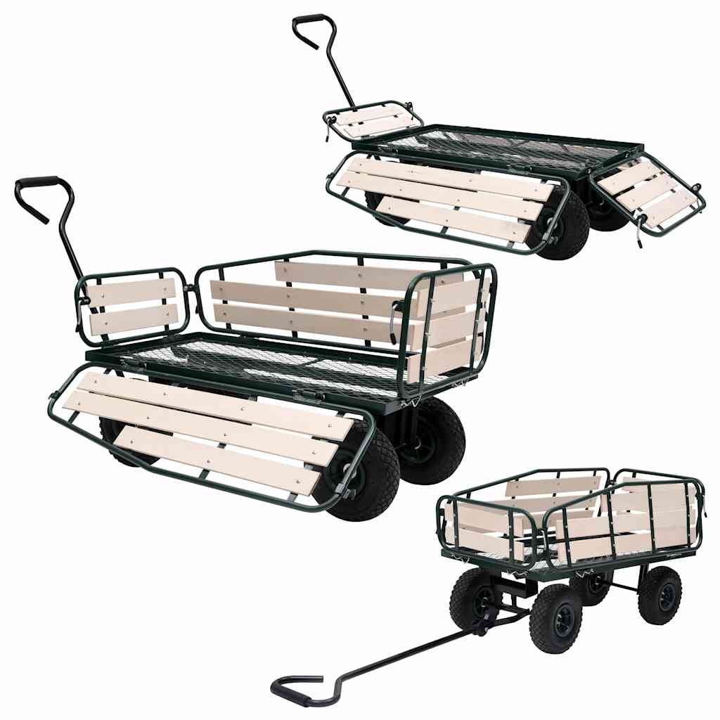 Rankinis sodo vežimėlis, metalas ir mediena, 250kg Rankinis sodo vežimėlis, metalas ir mediena, 250kg - Image 7