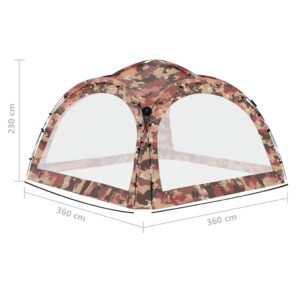 Proginė palapinė su LED/4 sienomis, kamufliažinė, 3,6x3,6x2,3m