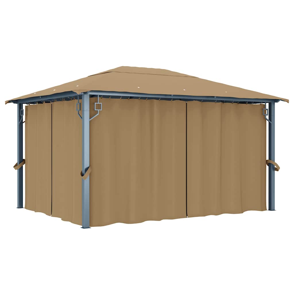 Pavėsinė su užuolaidomis, taupe spalvos, 400x300cm, aliuminis Pavėsinė su užuolaidomis, taupe spalvos, 400x300cm, aliuminis - Image 2