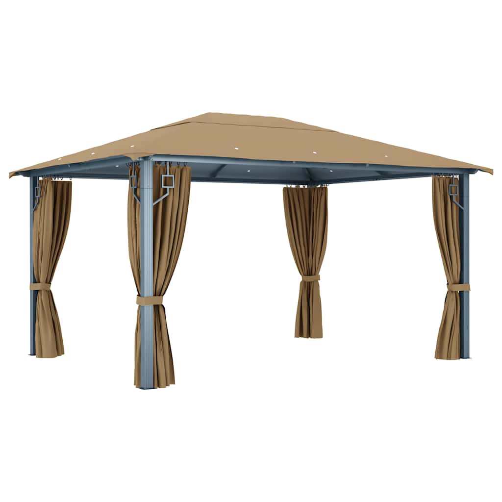 Pavėsinė su užuolaidomis, taupe spalvos, 400x300cm, aliuminis Pavėsinė su užuolaidomis, taupe spalvos, 400x300cm, aliuminis - Image 5