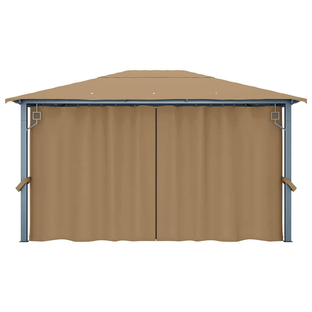 Pavėsinė su užuolaidomis, taupe spalvos, 400x300cm, aliuminis Pavėsinė su užuolaidomis, taupe spalvos, 400x300cm, aliuminis - Image 6