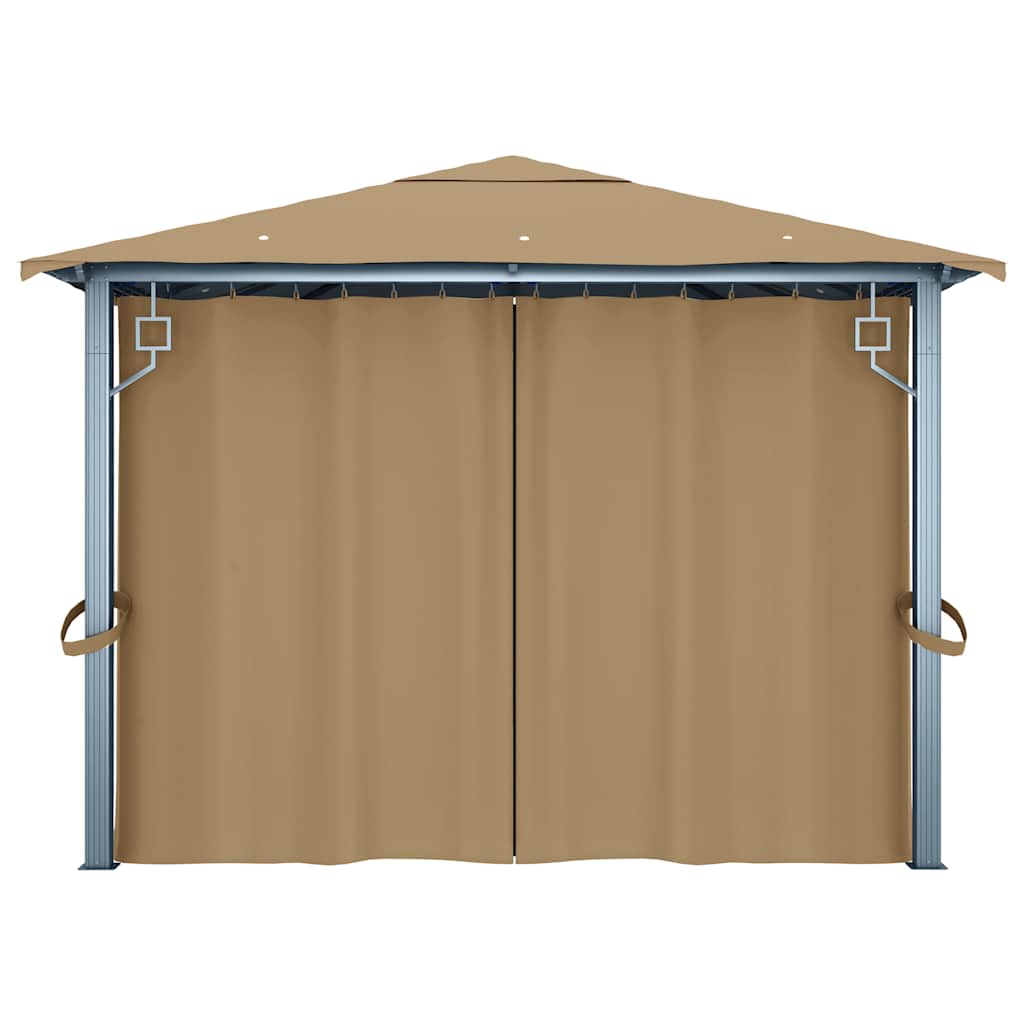 Pavėsinė su užuolaidomis, taupe spalvos, 400x300cm, aliuminis Pavėsinė su užuolaidomis, taupe spalvos, 400x300cm, aliuminis - Image 7