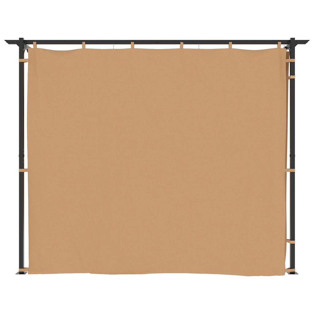 Pavėsinė su užuolaidomis, taupe spalvos, 3x3m, plienas Pavėsinė su užuolaidomis, taupe spalvos, 3x3m, plienas - Image 4