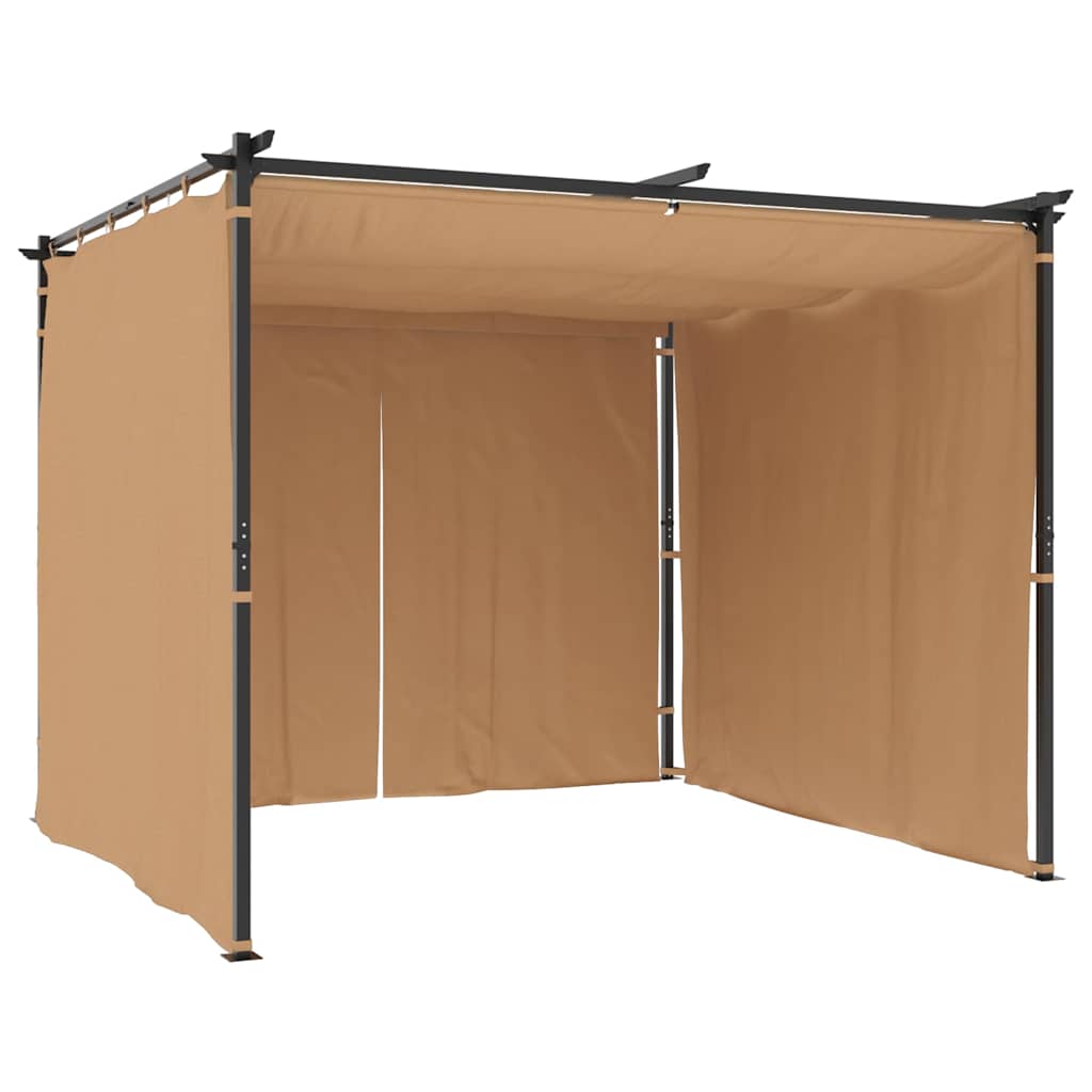 Pavėsinė su užuolaidomis, taupe spalvos, 3x3m, plienas Pavėsinė su užuolaidomis, taupe spalvos, 3x3m, plienas - Image 5