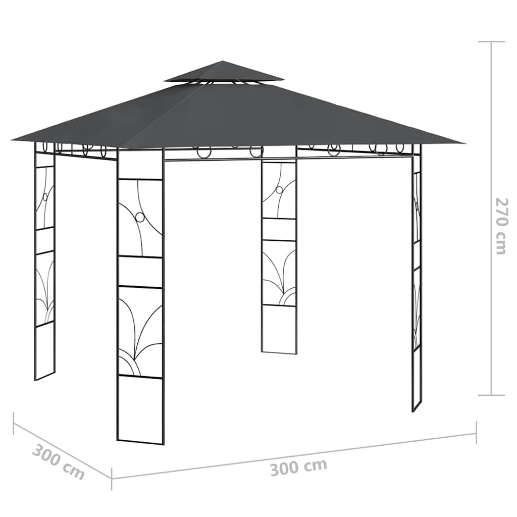 Pavėsinė, antracito spalvos, 3x3x2,7m, 160g/m² Pavėsinė, antracito spalvos, 3x3x2,7m, 160g/m²