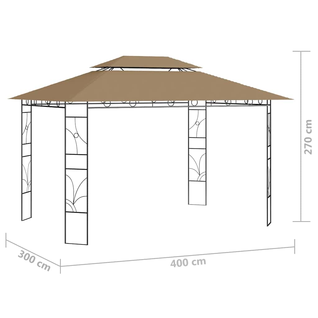 Pavėsinė, taupe spalvos, 4x3x2,7m, 160g/m² Pavėsinė, taupe spalvos, 4x3x2,7m, 160g/m²