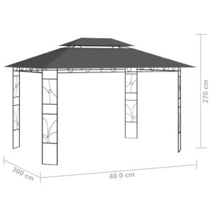 Pavėsinė, antracito spalvos, 4x3x2,7m, 160g/m²