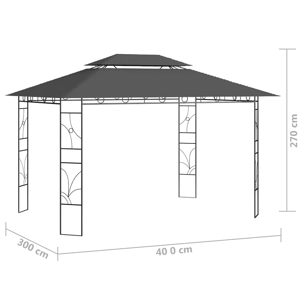 Pavėsinė, antracito spalvos, 4x3x2,7m, 160g/m² Pavėsinė, antracito spalvos, 4x3x2,7m, 160g/m²
