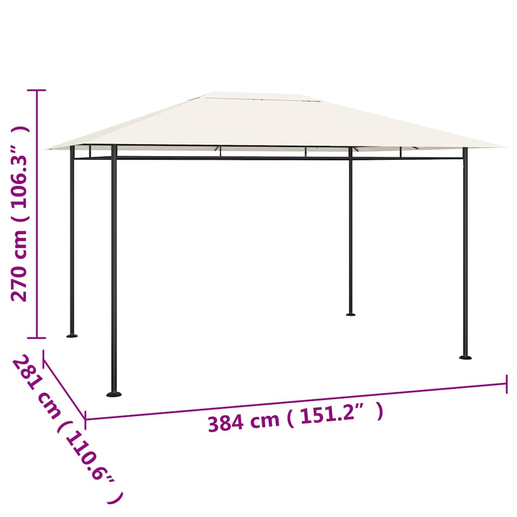 Pavėsinė, kreminės spalvos, 384x281x270 cm, 180g/m² Pavėsinė, kreminės spalvos, 384x281x270 cm, 180g/m²
