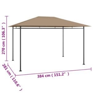 Pavėsinė, taupe spalvos, 384x281x270 cm, 180g/m²