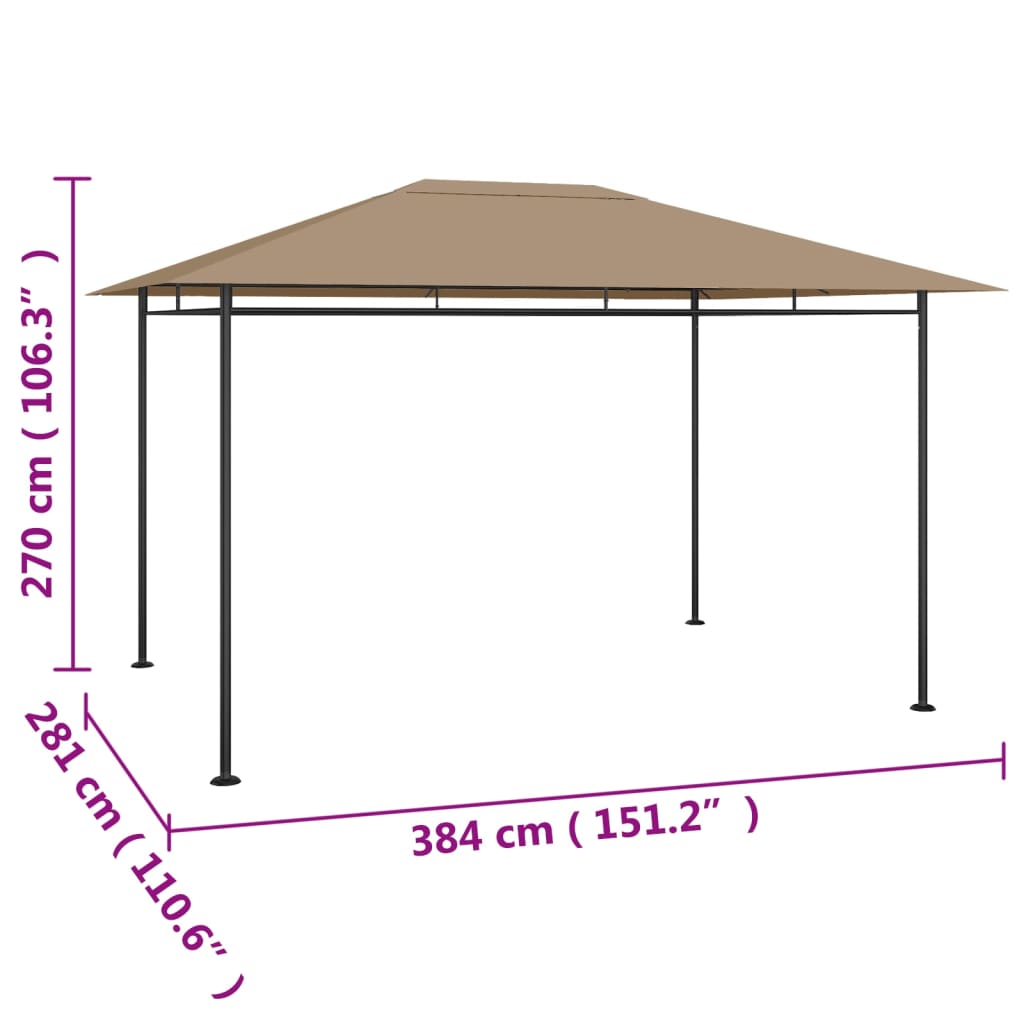 Pavėsinė, taupe spalvos, 384x281x270 cm, 180g/m² Pavėsinė, taupe spalvos, 384x281x270 cm, 180g/m²