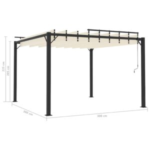 Pavėsinė su žaliuzių stogu, kreminė, 3x3m, audinys/aliuminis
