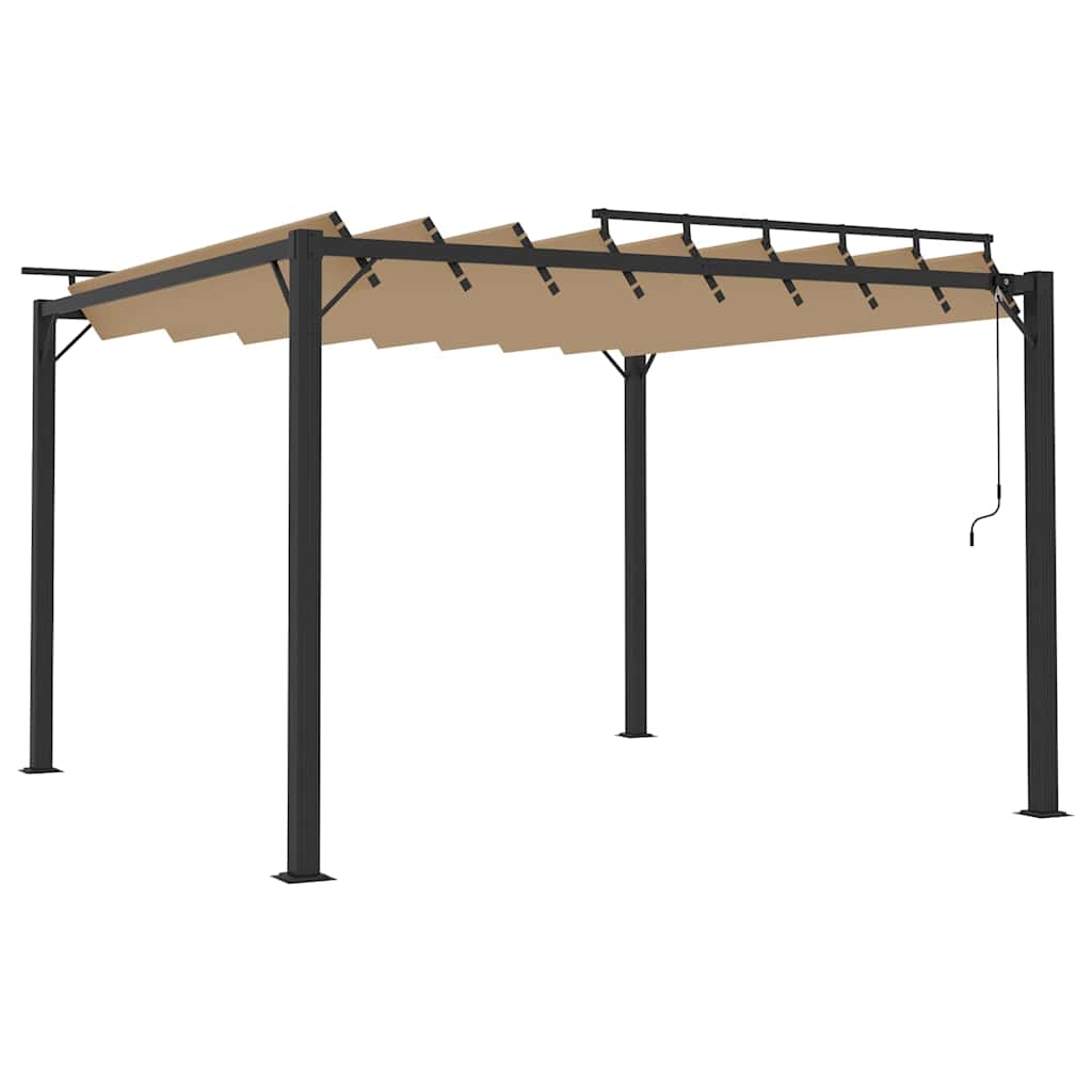 Pavėsinė su žaliuzių stogu, taupe, 3x3m, audinys/aliuminis Pavėsinė su žaliuzių stogu, taupe, 3x3m, audinys/aliuminis - Image 3