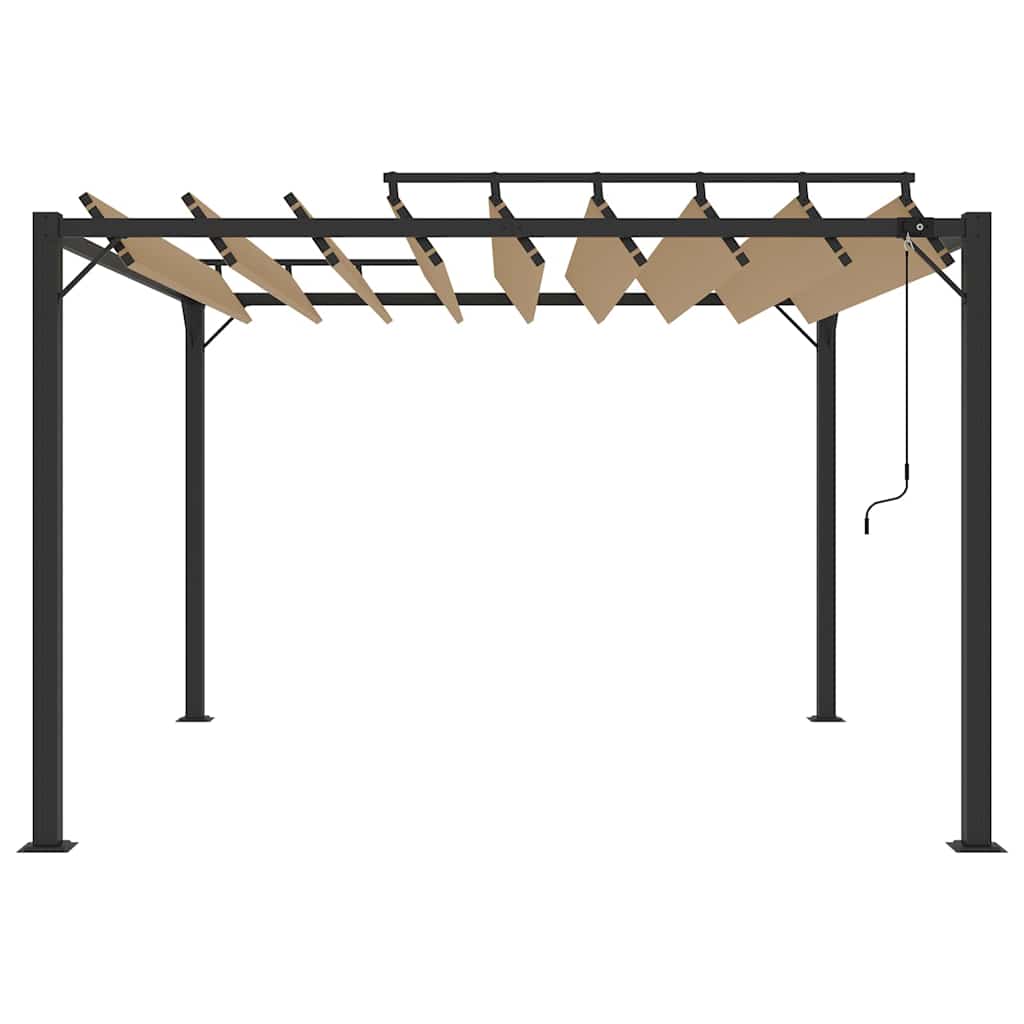 Pavėsinė su žaliuzių stogu, taupe, 3x3m, audinys/aliuminis Pavėsinė su žaliuzių stogu, taupe, 3x3m, audinys/aliuminis - Image 4