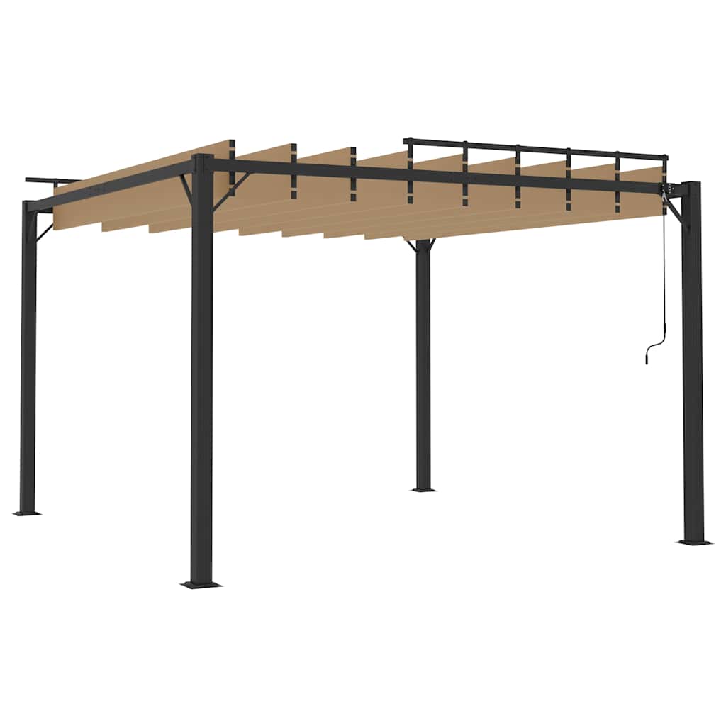 Pavėsinė su žaliuzių stogu, taupe, 3x3m, audinys/aliuminis Pavėsinė su žaliuzių stogu, taupe, 3x3m, audinys/aliuminis - Image 5