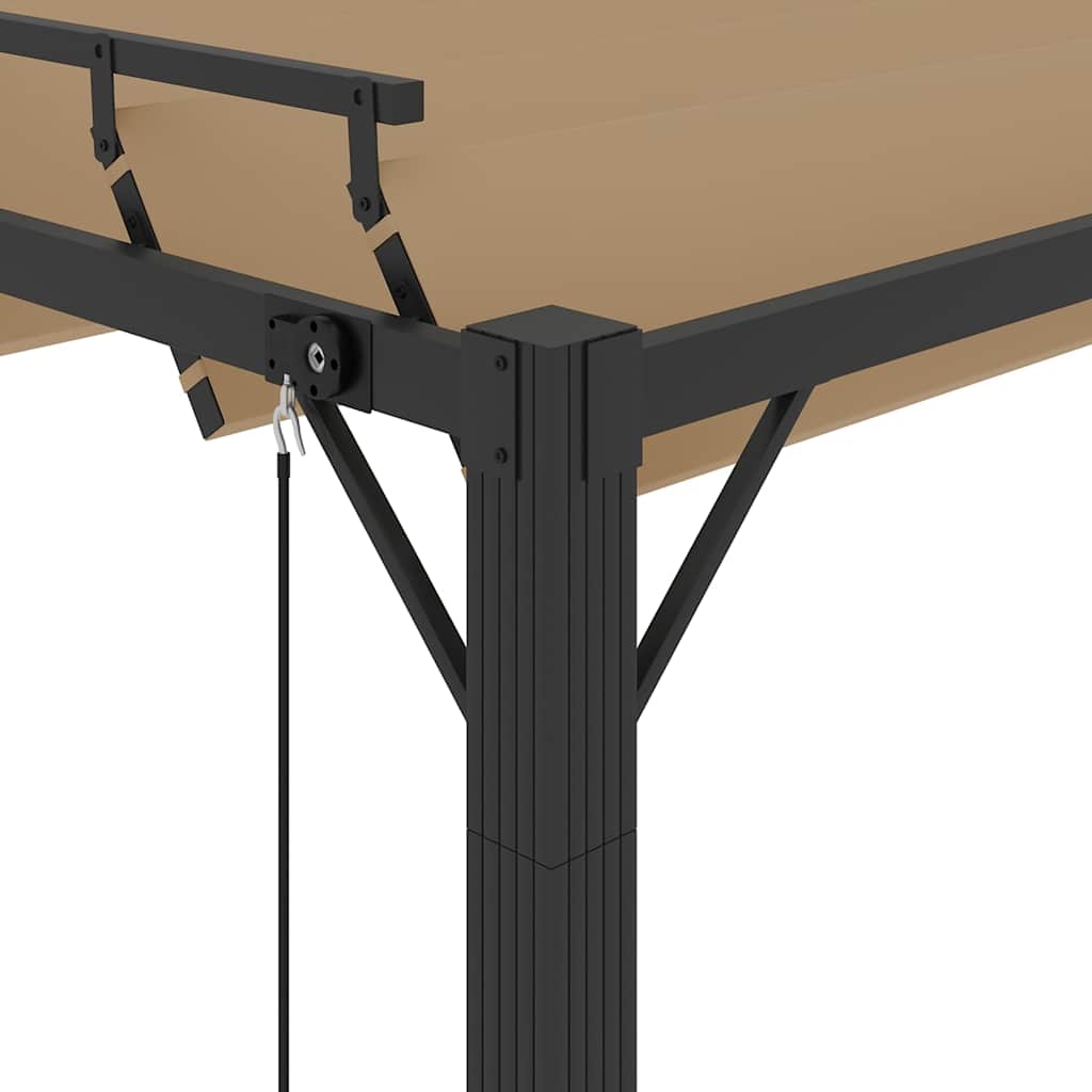 Pavėsinė su žaliuzių stogu, taupe, 3x3m, audinys/aliuminis Pavėsinė su žaliuzių stogu, taupe, 3x3m, audinys/aliuminis - Image 7