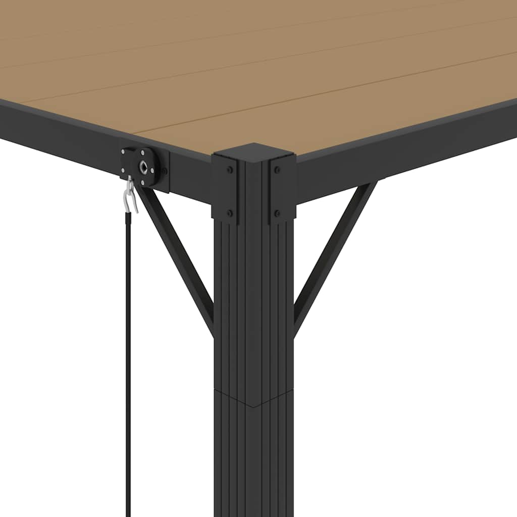 Pavėsinė su žaliuzių stogu, taupe, 3x3m, audinys/aliuminis Pavėsinė su žaliuzių stogu, taupe, 3x3m, audinys/aliuminis - Image 8