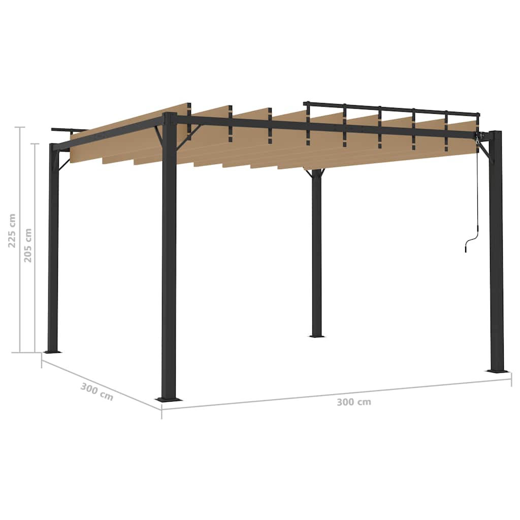 Pavėsinė su žaliuzių stogu, taupe, 3x3m, audinys/aliuminis Pavėsinė su žaliuzių stogu, taupe, 3x3m, audinys/aliuminis