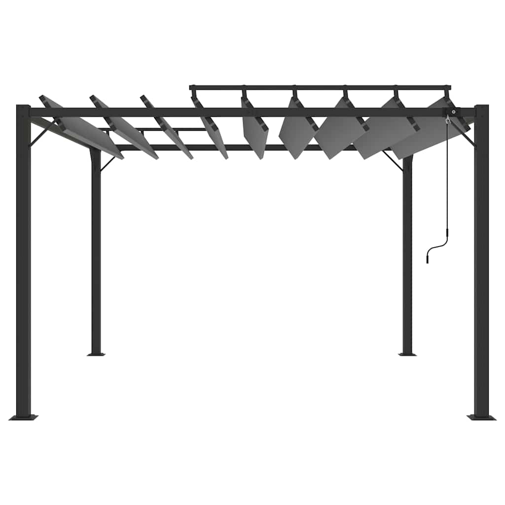 Pavėsinė su žaliuzių stogu, antracito, 3x3m, audinys/aliuminis Pavėsinė su žaliuzių stogu, antracito, 3x3m, audinys/aliuminis - Image 4