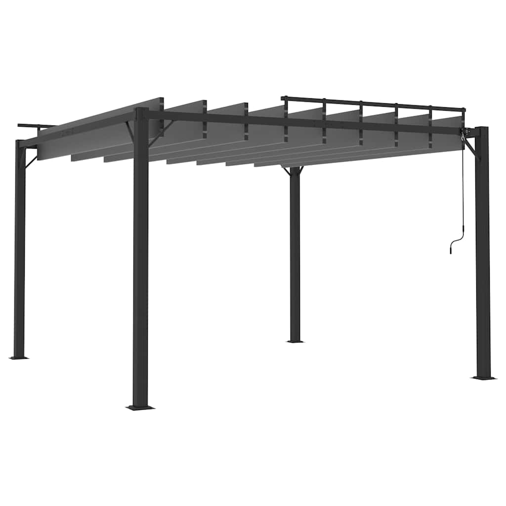 Pavėsinė su žaliuzių stogu, antracito, 3x3m, audinys/aliuminis Pavėsinė su žaliuzių stogu, antracito, 3x3m, audinys/aliuminis - Image 6