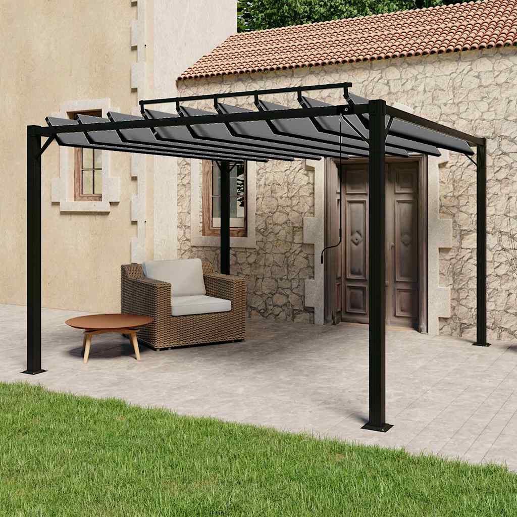 Pavėsinė su žaliuzių stogu, antracito, 3x3m, audinys/aliuminis Pavėsinė su žaliuzių stogu, antracito, 3x3m, audinys/aliuminis - Image 2